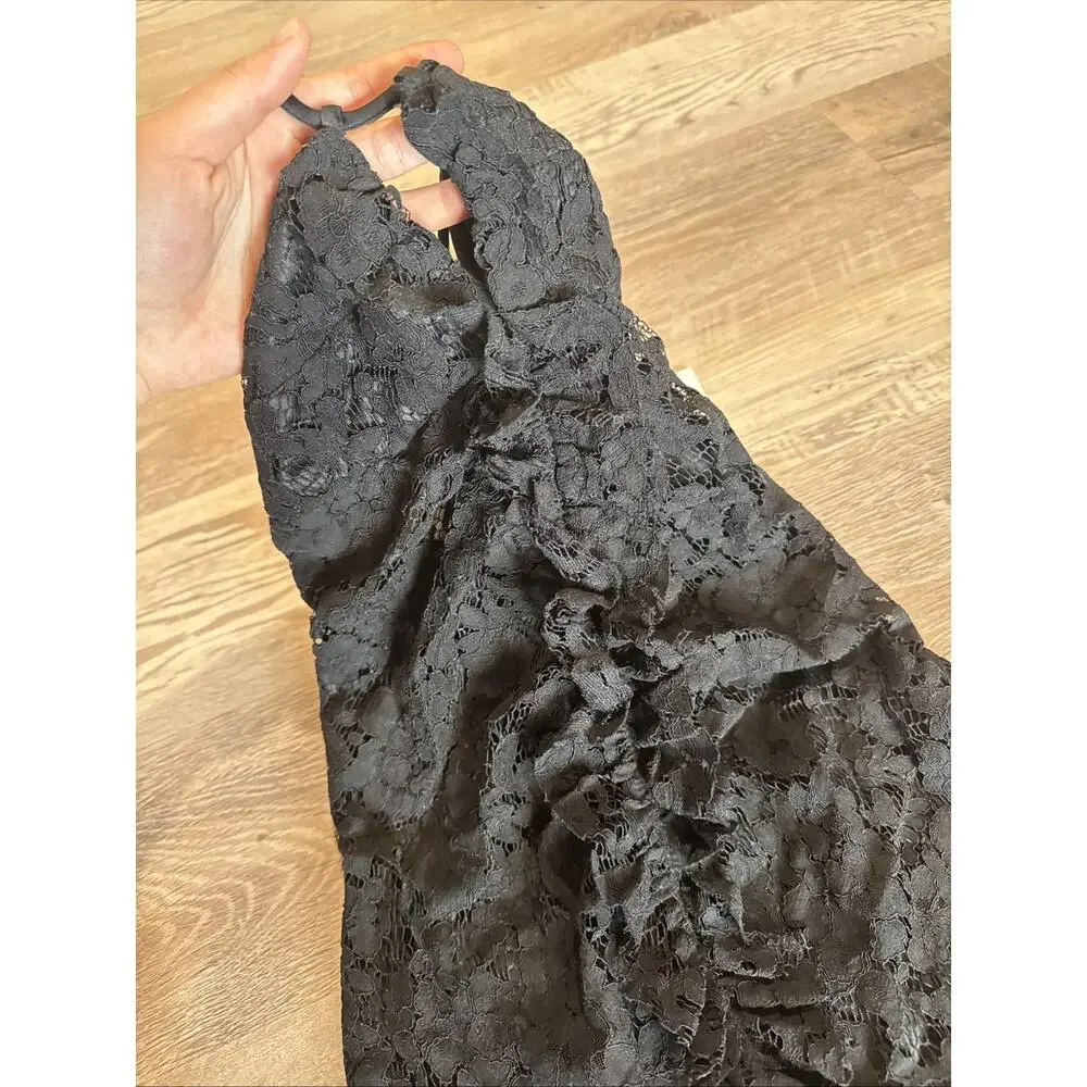 Zara Womens Lace Mini Dress Draped XS Black Ruffled Floral 8200/998 NWT - Picture 7 of 7